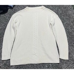 Talbots Cable Knit Sweater Women's L Ivory White  Lamb's  Wool Blend
